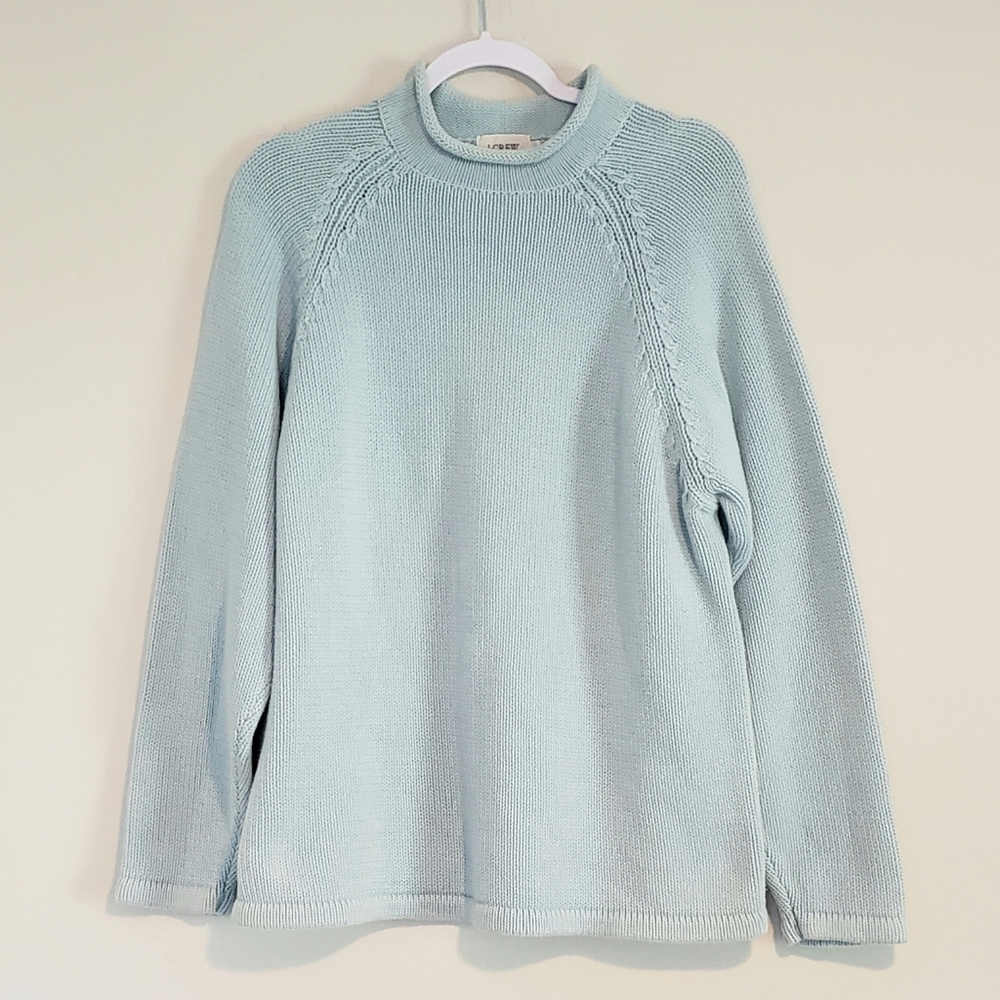 J CREW 100% COTTON LIGHT BLUE SWEATER SZ L